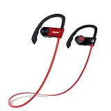 Bluetooth Headphones, iXCC Bluetooth 4.0 Wireless Stereo Headset In-ear Noise Cancelling Sweatproof Sport Earbuds with Mic for Smartphones - Red