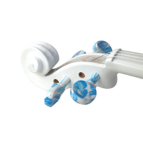 Kinglos 4/4 White Ebony Fitted Solid Wood Violin Kit with Case, Shoulder Rest, Bow, Rosin, Extra Bridge and Strings Full Size (JY005) - Thumbnail 7
