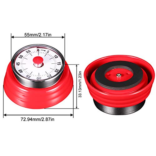 AIMILAR Magnetic Mechanical Timer 60 Minute Visual Kitchen Countdown Timer With Alarm for Cooking Baking Sports Kid (Red)