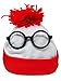 Wheres Waldo Hat and Glasses -Great for Harry Potter Glasses w/Wheres Waldo Costume Beanie -Waldo Glasses w/White & Red Beanie Hat -Pom Pom Beanie & Circle Glasses for Men - Wheres Waldo Accessories