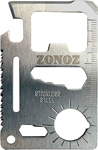 Zonoz Z-Tool - 11 in 1 Function Stainless Steel Multi Tool - Multi-Function Outdoor Hunting Survival Tool Card Camping Pocket Military Credit Card Knife (Silver)