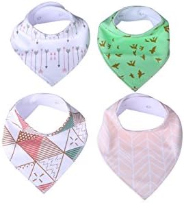 Baby Bandana Bibs Organic Cotton for Teething and Drooling Baby Girl set of 4 Gift Box