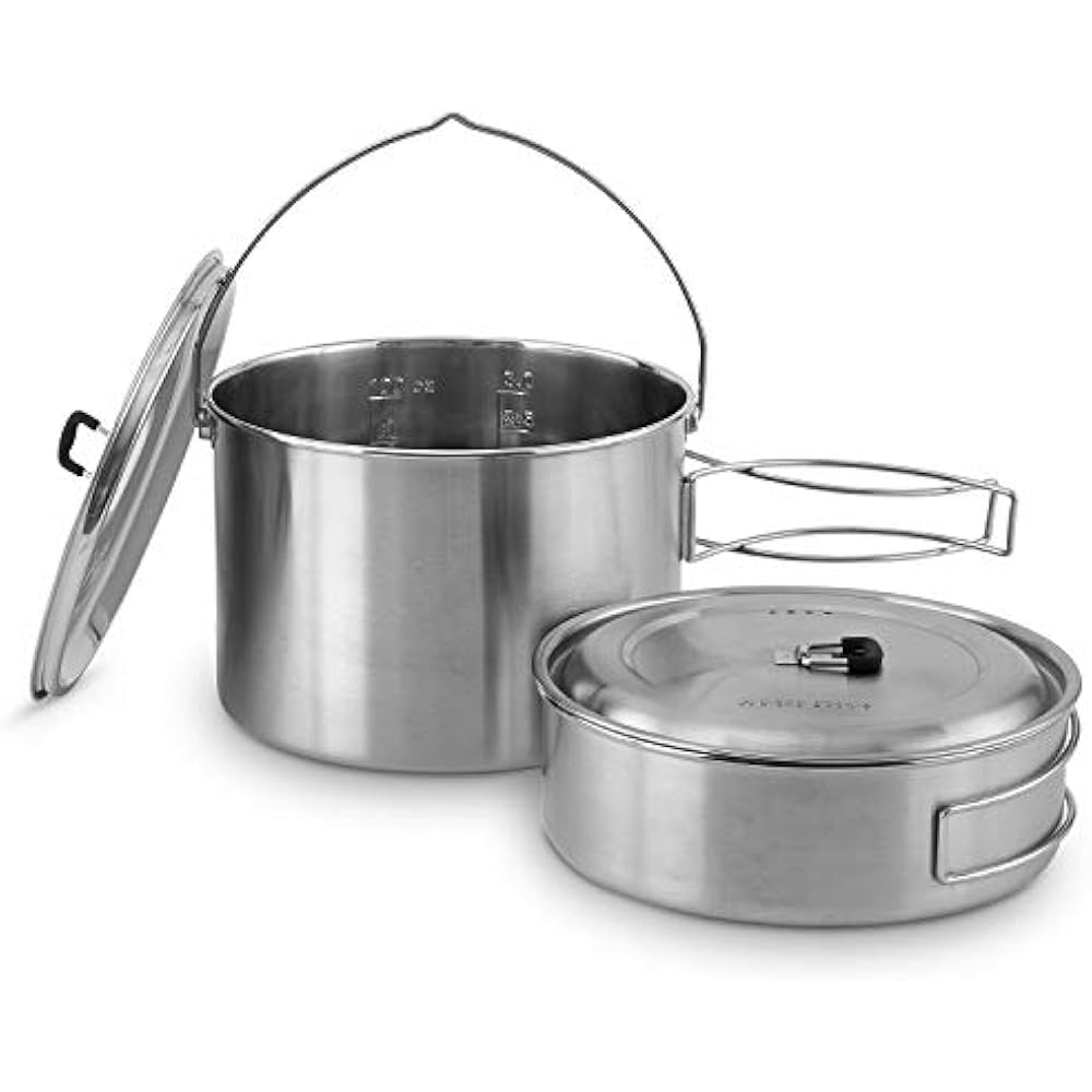 2 Open Fire Cookware Pot Set Stainless Steel Companion Campfire. Great