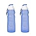 Lumenon Set of 2 Collapsible Silicone Water Travel Camping Bottles- Sports Camping Canteen 550ml 18.9oz. - Easy to Clean and Store