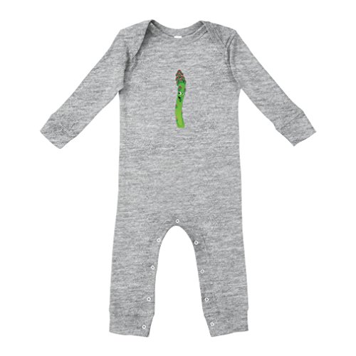 Cute Rascals Asparagus with Face Cotton Long Sleeve Envelope Neck Unisex Baby Legged Long Rib Coverall Bodysuit - Oxford Gray, 6 Months