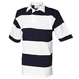 Front Row Men's Sewn Stripe Short Sleeve Rugby Sports Polo Shirt