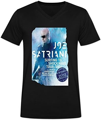 John Kane Men's Custom Printed Joe Satriani Surfing To Shockwave Tour 2016 T Shirts XXL Black