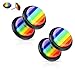 Pierced Owl 16GA Rainbow Striped Gay Pride Fake Cheater Plugs Earrings, Sold as a Pair