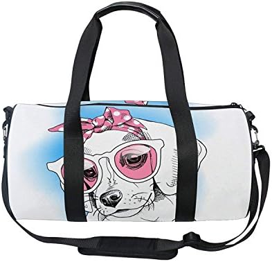 Cute Dog Puppy White Sports Gym Shoulder Handy Duffel Bags