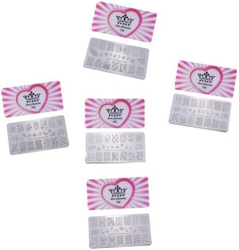 PUEEN Nail Art Stamping Plate 5 pcs set - Love Elements #2 ~ #6 125x65mm