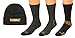 DeWALT 3 Pair Everyday Cotton Blend Work Crew Socks and Fleece Hat Set,10-13 primary