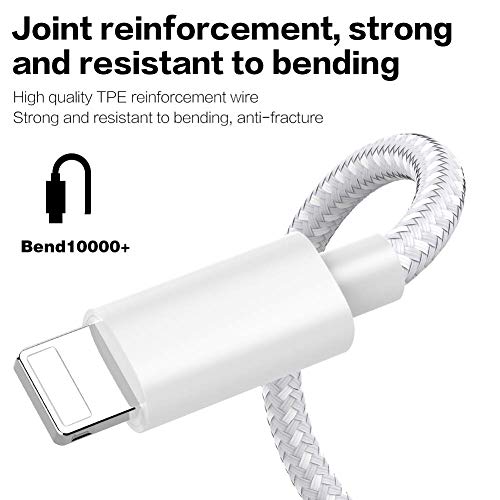 image for TNSO MFi Certified Phone Cable 5Pack 3FT 3FT 6FT 6FT 10FT Nylon Braide