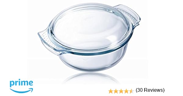 Pyrex Classic Vidrio - Cazuela redonda con tapa, 2.1 l, 25 x 20 x ...