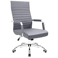 KaiMeng Ribbed Office Chair Mid Back Desk Chair Adjustable Swivel Task Chair Conference Executive Chair (Grey)