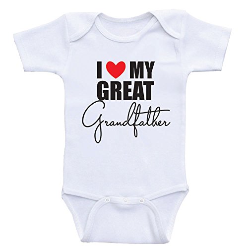 Great Grandpa Baby Clothes "Love My Great Grandpa, Grandad, Grandfather" Heart Co Designs (3mo-Short Sleeve, Grandfather)