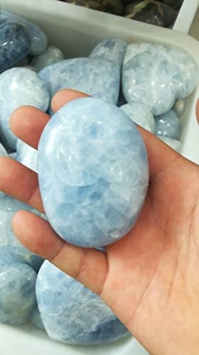 Dalas 1 pcs 100% Natural Blue Celestine Crystal Hand Stone Reiki Healing Madagascar Gemstone Tumble Stone as Gift