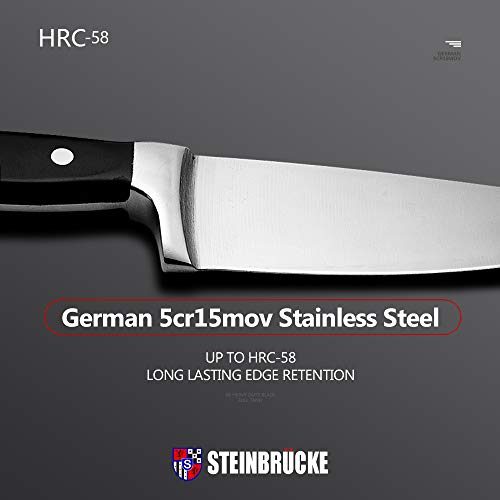 STEINBRÜCKE Chef Knife, 6-Inch Kitchen chef Knives Sharp Chef\'s Knife, 5cr15mov German Stainless Steel, Full Tang, Cook\'s Knife for Home Kitchen Restaurant