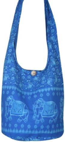 Hippie Royal Elephant Sling Crossbody Bag Purse Thai Top Zip Handmade New Color Light Blue Free shipping