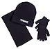 Sportoli Men's and Kids Boys' 3-Piece Knit Cold Weather Accessory Set Warm Pull On Hat Scarf and Gloves