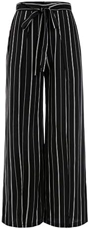 Wide Leg High Fashion Stripe Women Pants High Split Feminino Pants High Waist Bow Sexy Casual Long Trousers Plus Size