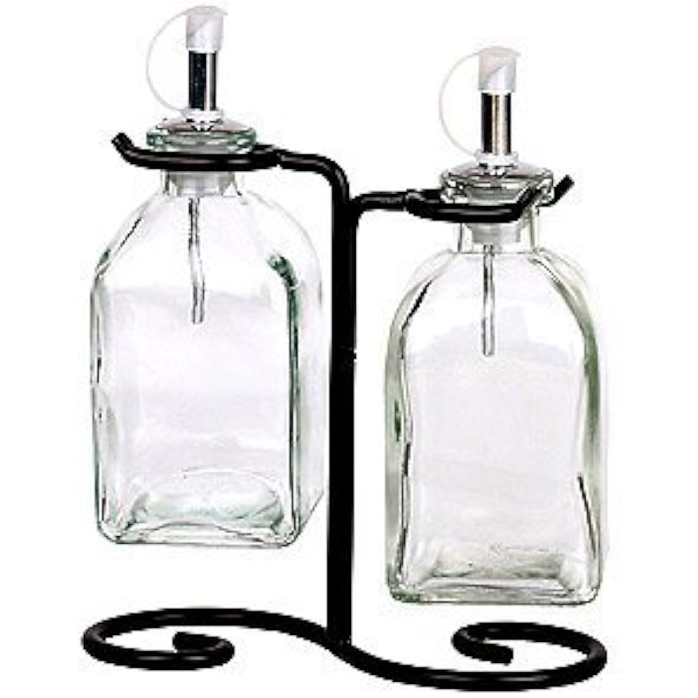 Vintage Decorative Bottles Olive Oil " Vinegar Kitchen Dispensers 2pc G22 Clear eBay