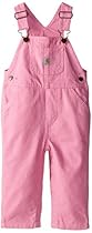 Carhartt Baby-Girls Newborn Washed Microsanded Canvas Bib Overall, Pink, 3 Months