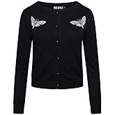 Ro Rox Death Moth Cardigan Gothic Omen Embroidery Knitted Long Sleeve