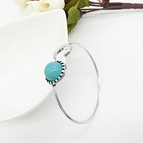 Womens Bracelet, Gillberry Bohemian Silver Alloy Moon Shape Turquoise Ethnic Boho Gypsy Cuff Bangles
