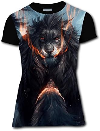 Qualra 3D Pattern T-Shirts Beast Confrontation Womens Casual Short Sleeve Top Tees