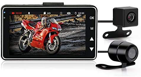 MASO Dash Cameras 3" 1080P HD Motorcycle Action Dual Camera Video Recorder 125° wide-angle Lens Night Vision Front and Rear Camera Waterproof