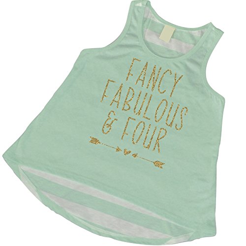 4th Birthday Tank Top, Girl 4th Birthday Outfit, Fancy Fabulous and Four (3T)