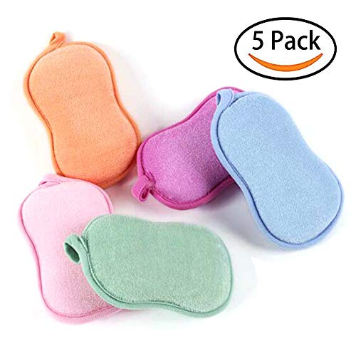 Chige Premium Kids & Baby Bath Sponge Natural Bamboo-Hypoallergenic-Ultra Soft & Absorbent Sponge for Baby's Sensitive Skin (5-Pack)