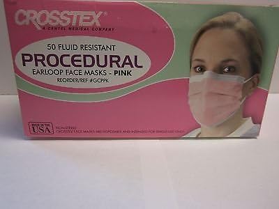 CrossTex GCPPK Procedural Earloop Performance Level Face Mask, Pink (Pack of 50)
