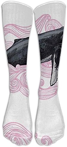 ABC0KJX Unisex Novelty Socks Big Black Whale With Striped Dreamy Clouds With A Cute Motto Men And Women Sock