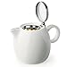Tea Forte Pugg 24oz Ceramic Teapot with Improved Stainless Tea Infuser, Loose Leaf Tea Steeping For Two, Orchid White
