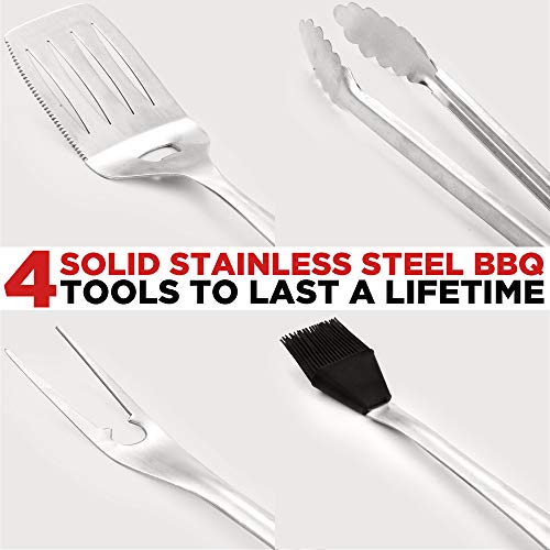 Alpha Grillers Grill Set Heavy Duty BBQ Accessories BBQ Tool Set 4pc Grill Accessories with