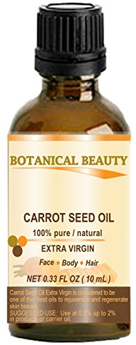 CARROT SEED OIL 100% Pure/ Natural /Extra Virgin / Unrefined / Cold Pressed/ Undiluted Carrier Oil. 0.33 Fl.oz.- 10 ml. Skin, Body and Hair Care. by Botanical Beauty