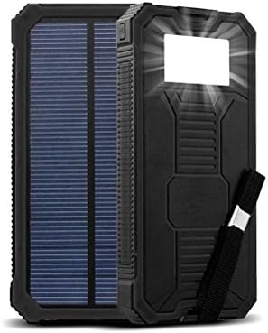 Solar Charger, IYUT 15000mAh Dual USB Port External Phone Battery Pack Solar Power Bank Charger Waterproof with LED Emergency Light for iPhone, iPad, Samsung, Laptops, Father Day gift(Black)