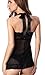 SEXYHUT Women Sexy Halter Lingerie Straps Chemise Babydoll Sleepwear Outfits,Free Size (Black)