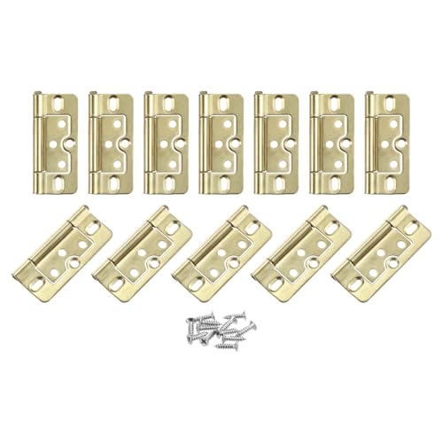 uxcell 12Pcs 3x1.4 Door Hinges Non-Mortise Bifold Door Hinges Golden at Amazon