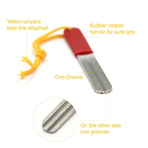 SAMSFX Dual Grit Diamond Fishing Hook & Knife Sharpening File Fly Fishing Tool (Red Hook Sharpeners)