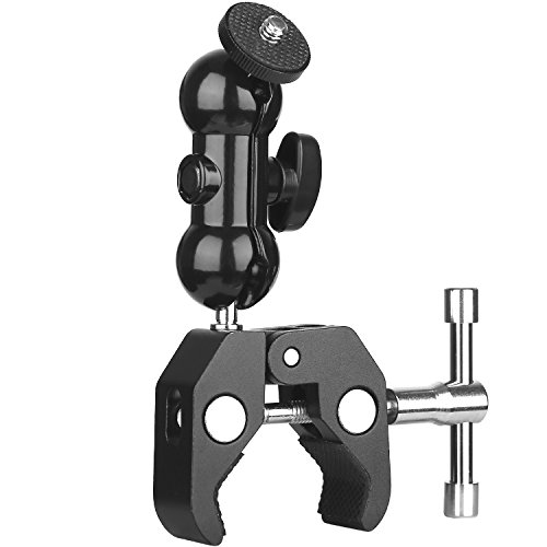 ChromLives Camera Mount Clamp Ball Head Mount Cool Super Clamp with 1/4''-20 Tripod Thread Double Ball Head Adapter for Ronin M Monitor Ronin MX Freefly MOVI Video Monitor LED Light