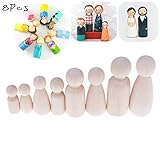 8pcs Unfinished Wood Doll Bodies Assorted Wooden People Shapes for Arts and Crafts