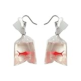 GREEN FABWOOD Women Funny Goldfish Water Bag Shape Dangle Hook Earrings Female Charm Jewelry