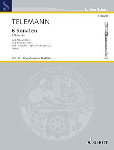 Download Six Sonatas for two Treble Recorders (1727) Vol.1 op.2 No.1-2 PDF