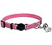BINGPET Safety Nylon Reflective Cat Collar Breakaway Adjustable Cats Collars with Bell and Bling Paw Charm, Light Pink
