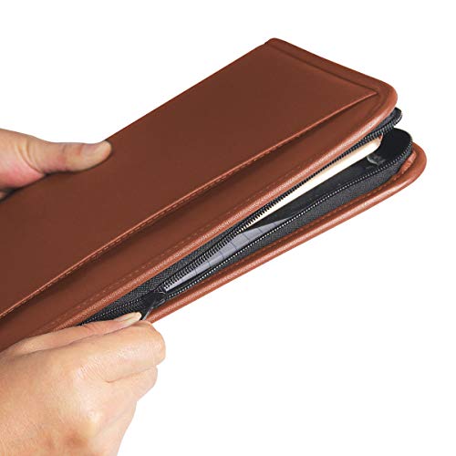 Tyson Padfolio, Resume Portfolio/Business Portfolio, PU Leather Document Storage, Zippered Portfolio Binder with Writing Pad, Card Holder & Phone Slot (Brown PU) - Thumbnail 2