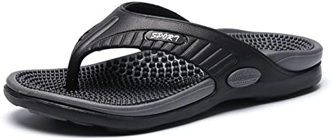 NiNE CiF Mens Message Flip Flops Outdoor Beach Pool Slippers Sandals (7.5, Black)
