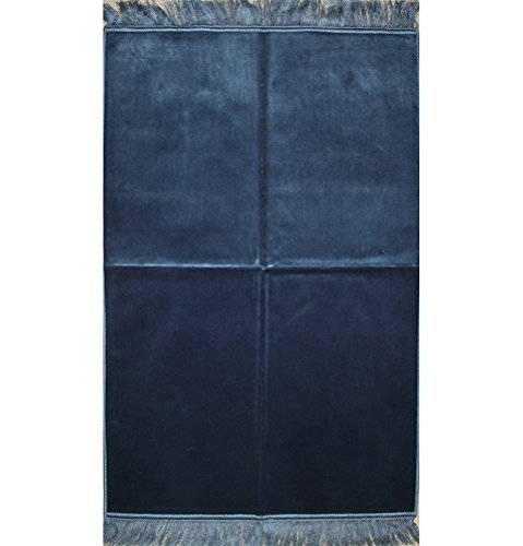 Islamic Prayer Rug Velvet Muslim Namaz Sajjadah Janamaz Turkish Carpet Solid Blue