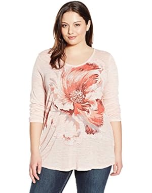 Women's Plus-Size Painted Floral T-Shirt